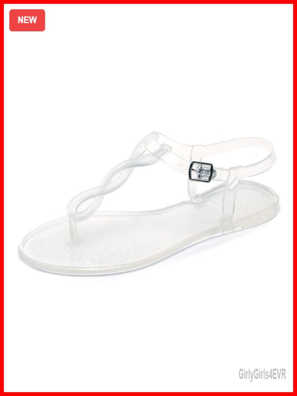 Women's Clear Jelly Flip Flops Thong Sandals Adjustable T-Strap Quick Dry